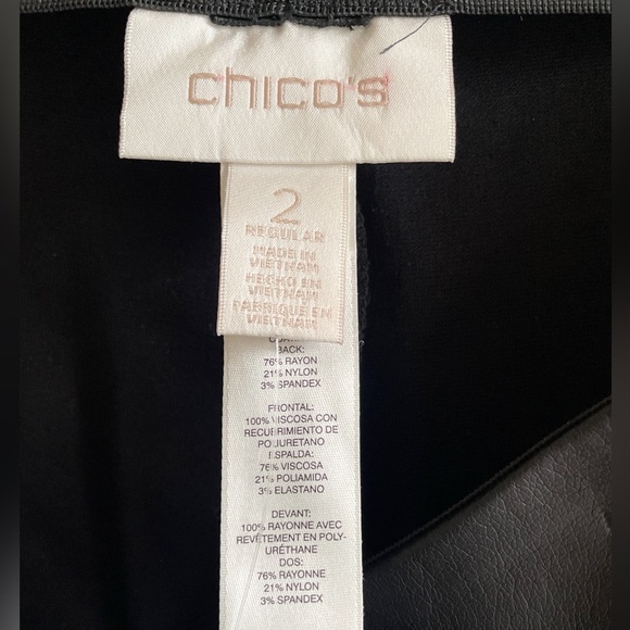 *NEW Chico’s The Abbey Pieced Pant Faux Leather black size 2 10 12 - Picture 11 of 12